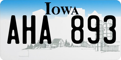 IA license plate AHA893