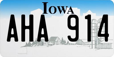 IA license plate AHA914