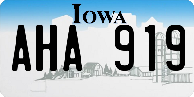 IA license plate AHA919