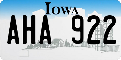 IA license plate AHA922