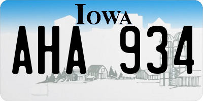 IA license plate AHA934
