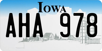 IA license plate AHA978
