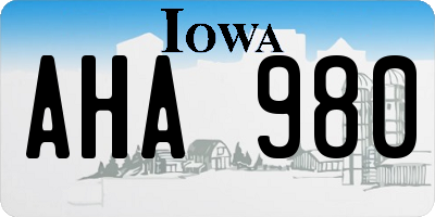 IA license plate AHA980