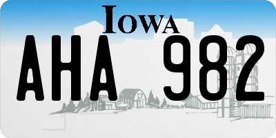 IA license plate AHA982