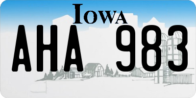 IA license plate AHA983