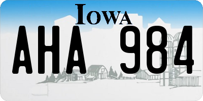 IA license plate AHA984