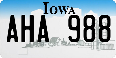 IA license plate AHA988