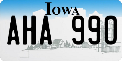 IA license plate AHA990