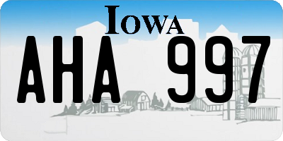 IA license plate AHA997