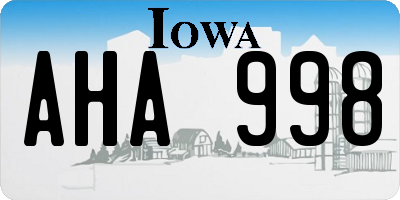 IA license plate AHA998