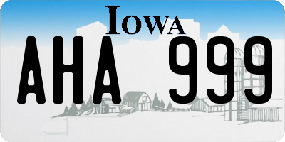 IA license plate AHA999