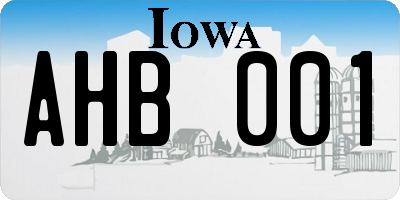 IA license plate AHB001