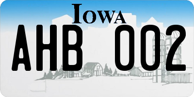 IA license plate AHB002