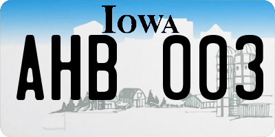 IA license plate AHB003