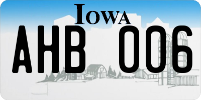 IA license plate AHB006