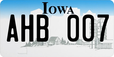 IA license plate AHB007