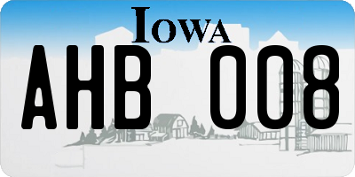 IA license plate AHB008