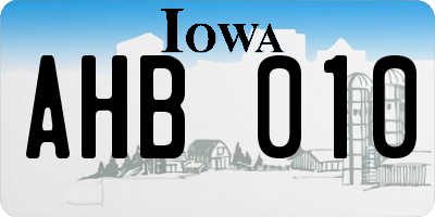 IA license plate AHB010