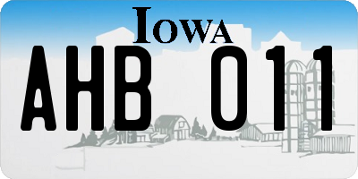 IA license plate AHB011