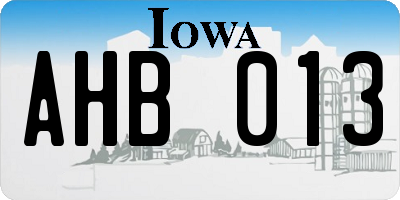 IA license plate AHB013