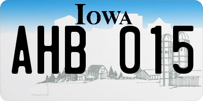 IA license plate AHB015
