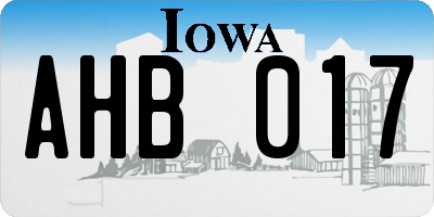 IA license plate AHB017
