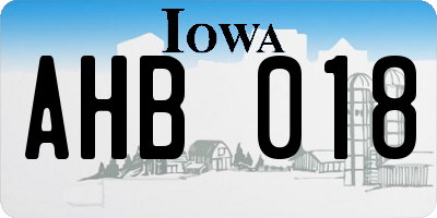 IA license plate AHB018