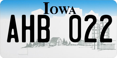IA license plate AHB022