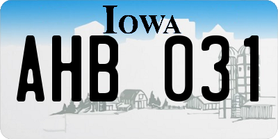 IA license plate AHB031