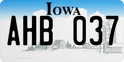 IA license plate AHB037