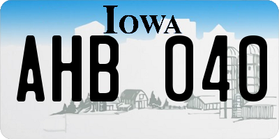 IA license plate AHB040