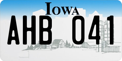 IA license plate AHB041