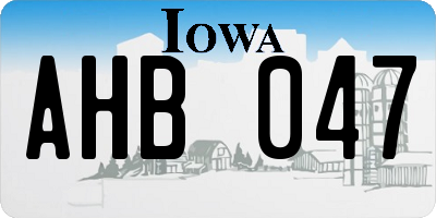 IA license plate AHB047