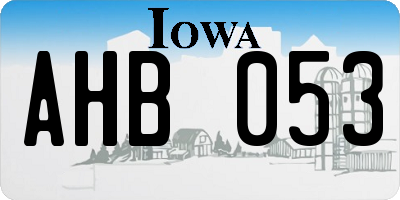 IA license plate AHB053