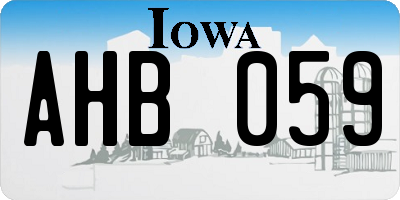 IA license plate AHB059