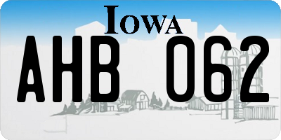 IA license plate AHB062