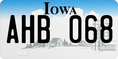 IA license plate AHB068