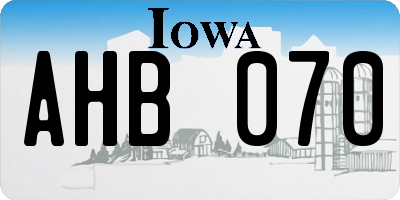 IA license plate AHB070