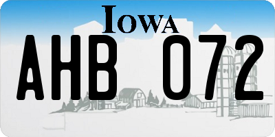 IA license plate AHB072