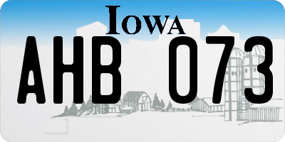 IA license plate AHB073