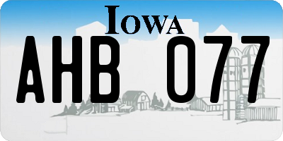 IA license plate AHB077