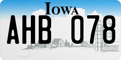 IA license plate AHB078