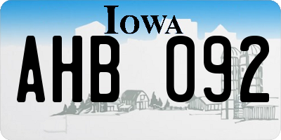 IA license plate AHB092