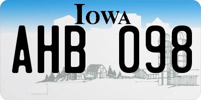 IA license plate AHB098