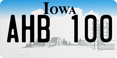 IA license plate AHB100