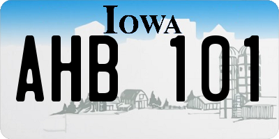 IA license plate AHB101