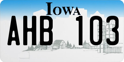IA license plate AHB103