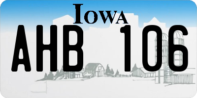IA license plate AHB106