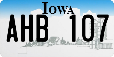 IA license plate AHB107