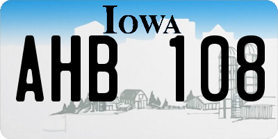 IA license plate AHB108